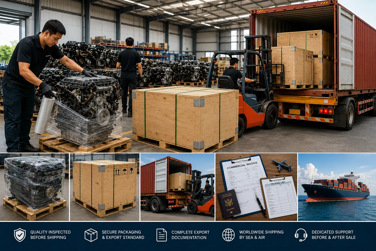 Professional product showcase featuring multiple commercial truck tire sizes for wholesale supply. Auto Tires Co provides heavy-duty steering, drive, trailer, and all-position truck tires with worldwide export from Thailand.